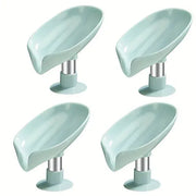 Alternate view of leaf-shaped self-draining soap dish with suction cup