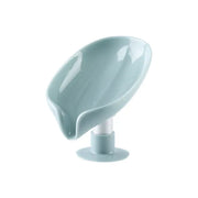 Alternate view of leaf-shaped self-draining soap dish with suction cup