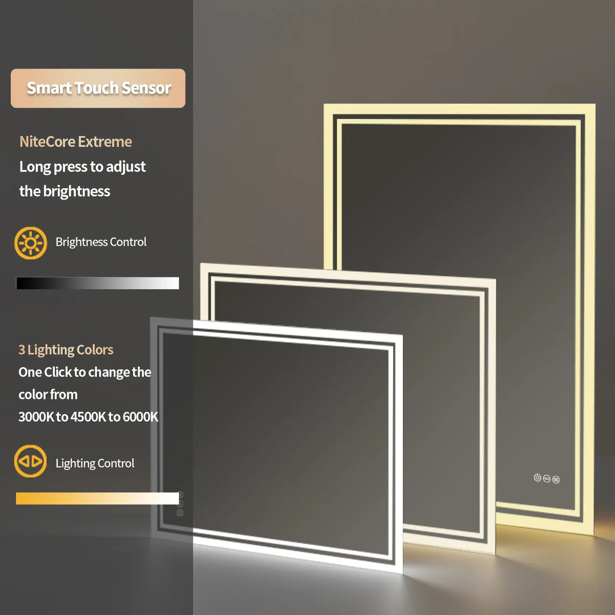 Essentials House LED Backlit Mirror Bathroom Vanity with Lights,Anti-Fog,Dimmable,CRI90+,Touch Button,Water