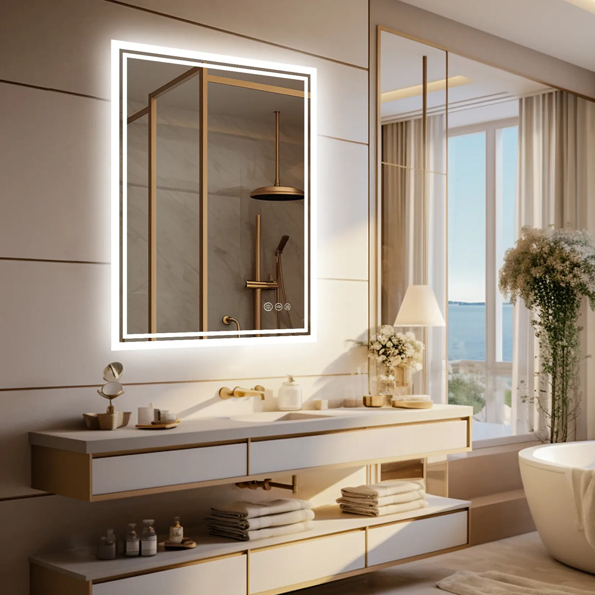 Essentials House 20x28 inch LED Backlit Mirror Bathroom Vanity with Lights,Anti-Fog,Dimmable,CRI90+,Touch Button,Water