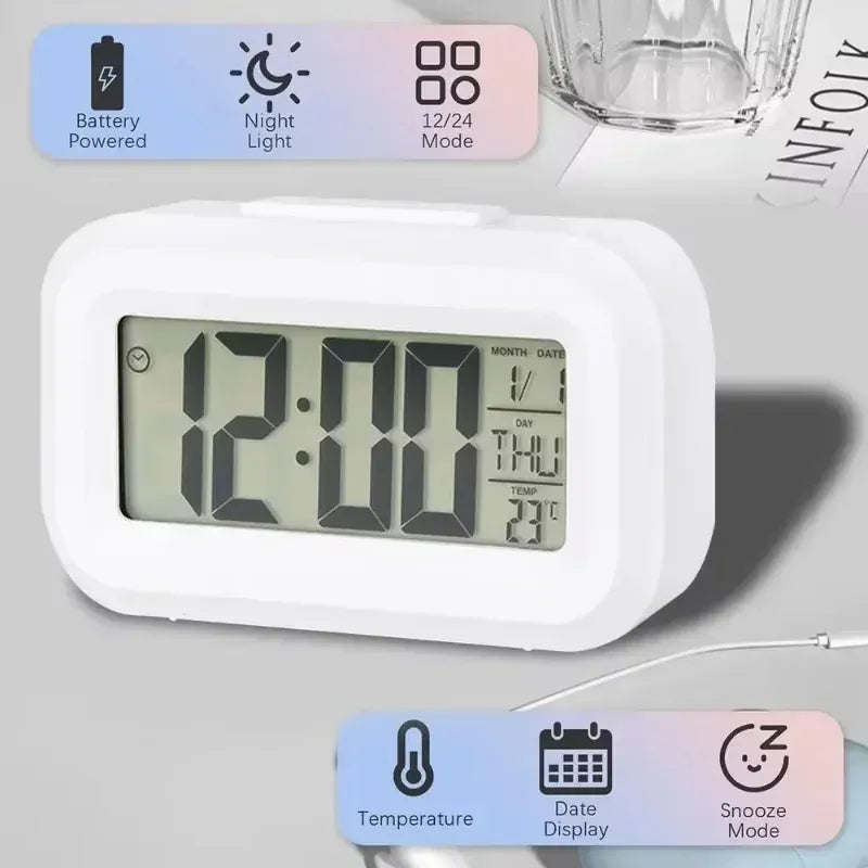 Essentials House Desk Decorations Table Clock Bedroom Decoration Led Digital Alarm Clock Data Times Calendar Electronic