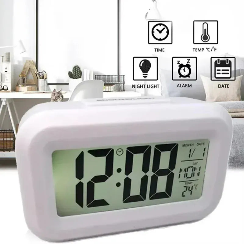 Essentials House Desk Decorations Table Clock Bedroom Decoration Led Digital Alarm Clock Data Times Calendar Electronic