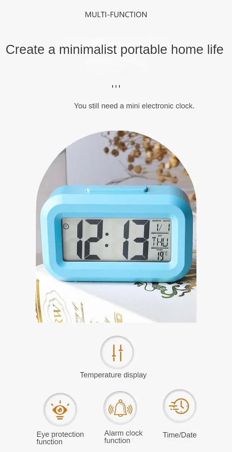Essentials House Desk Decorations Table Clock Bedroom Decoration Led Digital Alarm Clock Data Times Calendar Electronic