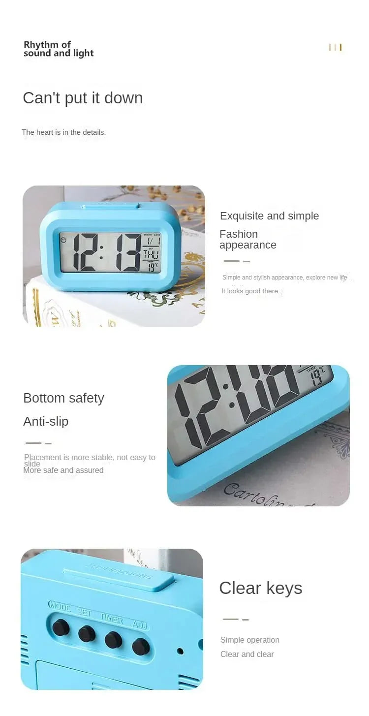 Essentials House Desk Decorations Table Clock Bedroom Decoration Led Digital Alarm Clock Data Times Calendar Electronic