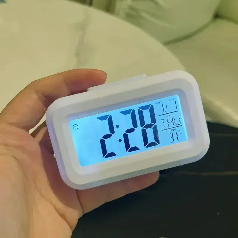 Essentials House WHITE Desk Decorations Table Clock Bedroom Decoration Led Digital Alarm Clock Data Times Calendar Electronic