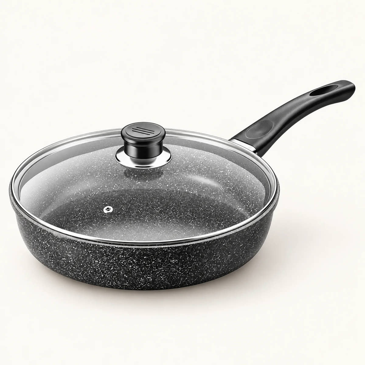 Maifan Stone Nonstick Frying Pan on a warm off-white background with a soft natural shadow.