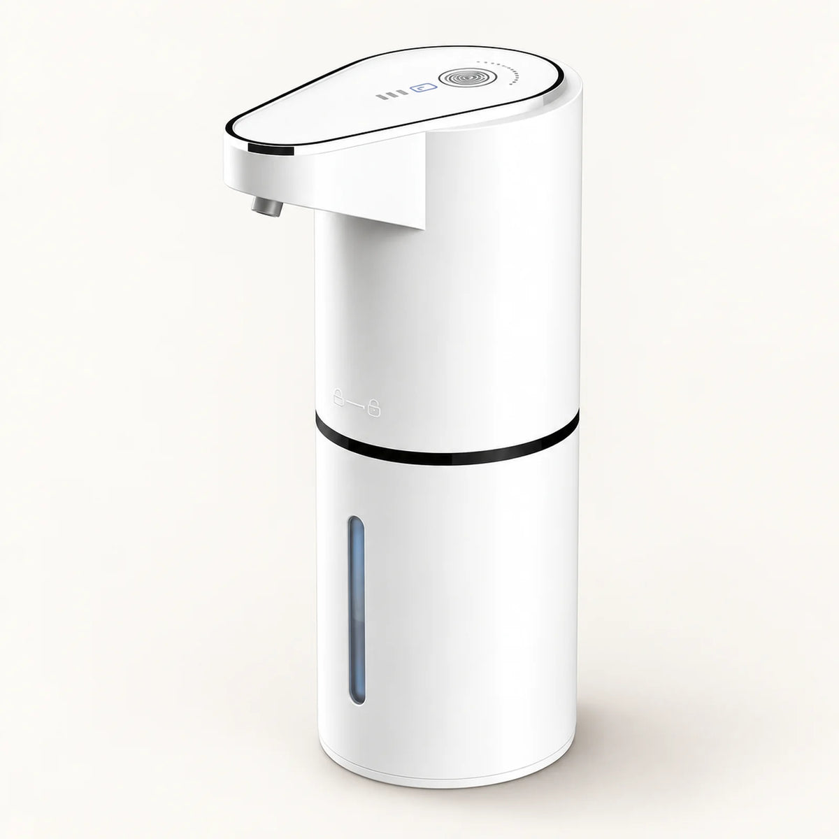 White touchless soap dispenser with level window