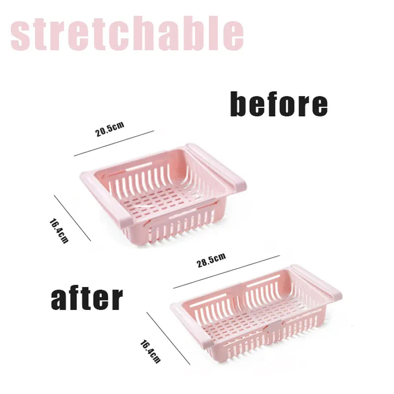 Essentials House Pink Fridge Organizer Storage Box Creative Multifunctional Refrigerator Drawer for Fruit Egg Food Plastic