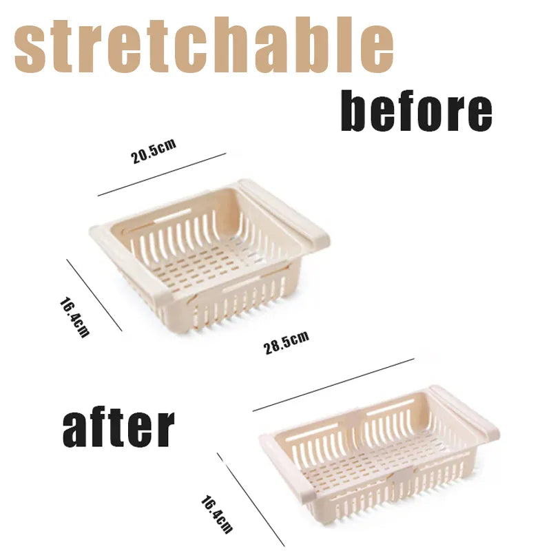Essentials House Beige Fridge Organizer Storage Box Creative Multifunctional Refrigerator Drawer for Fruit Egg Food Plastic