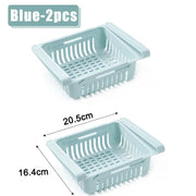 Essentials House Blue-2PCS Fridge Organizer Storage Box Creative Multifunctional Refrigerator Drawer for Fruit Egg Food