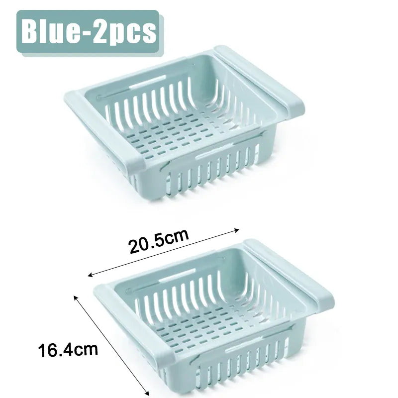 Essentials House Blue-2PCS Fridge Organizer Storage Box Creative Multifunctional Refrigerator Drawer for Fruit Egg Food