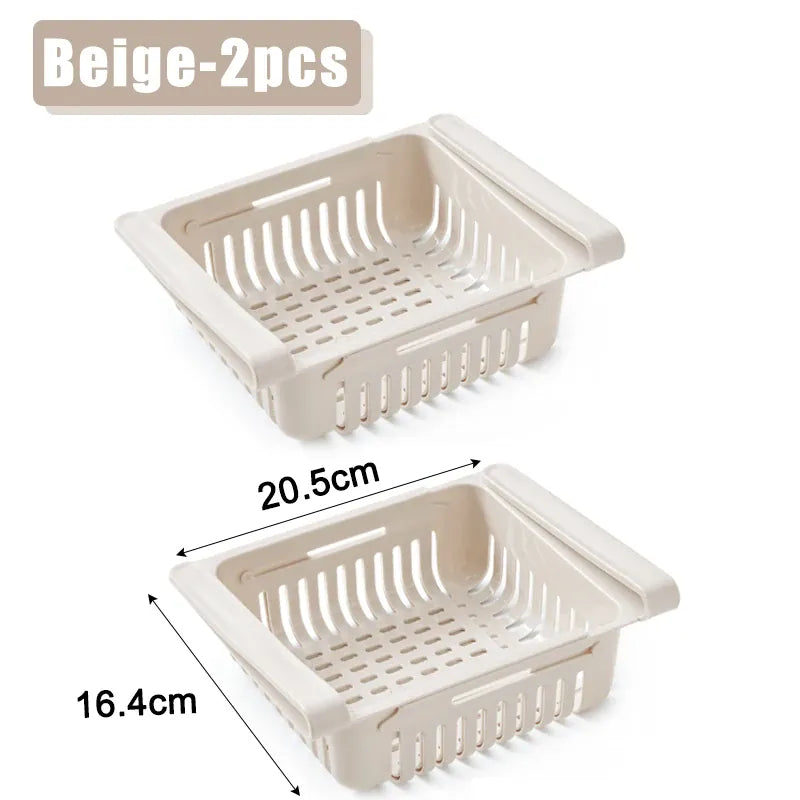 Essentials House Beige-2PCS Fridge Organizer Storage Box Creative Multifunctional Refrigerator Drawer for Fruit Egg Food