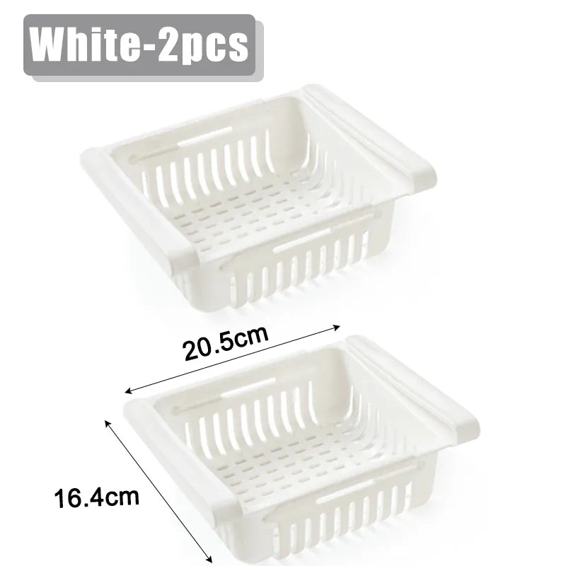 Essentials House White-2PCS Fridge Organizer Storage Box Creative Multifunctional Refrigerator Drawer for Fruit Egg Food