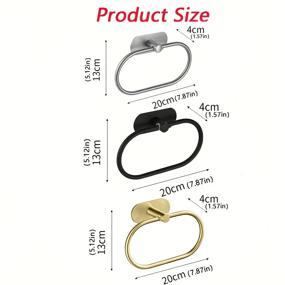 Dimensions of three adhesive towel-ring finishes