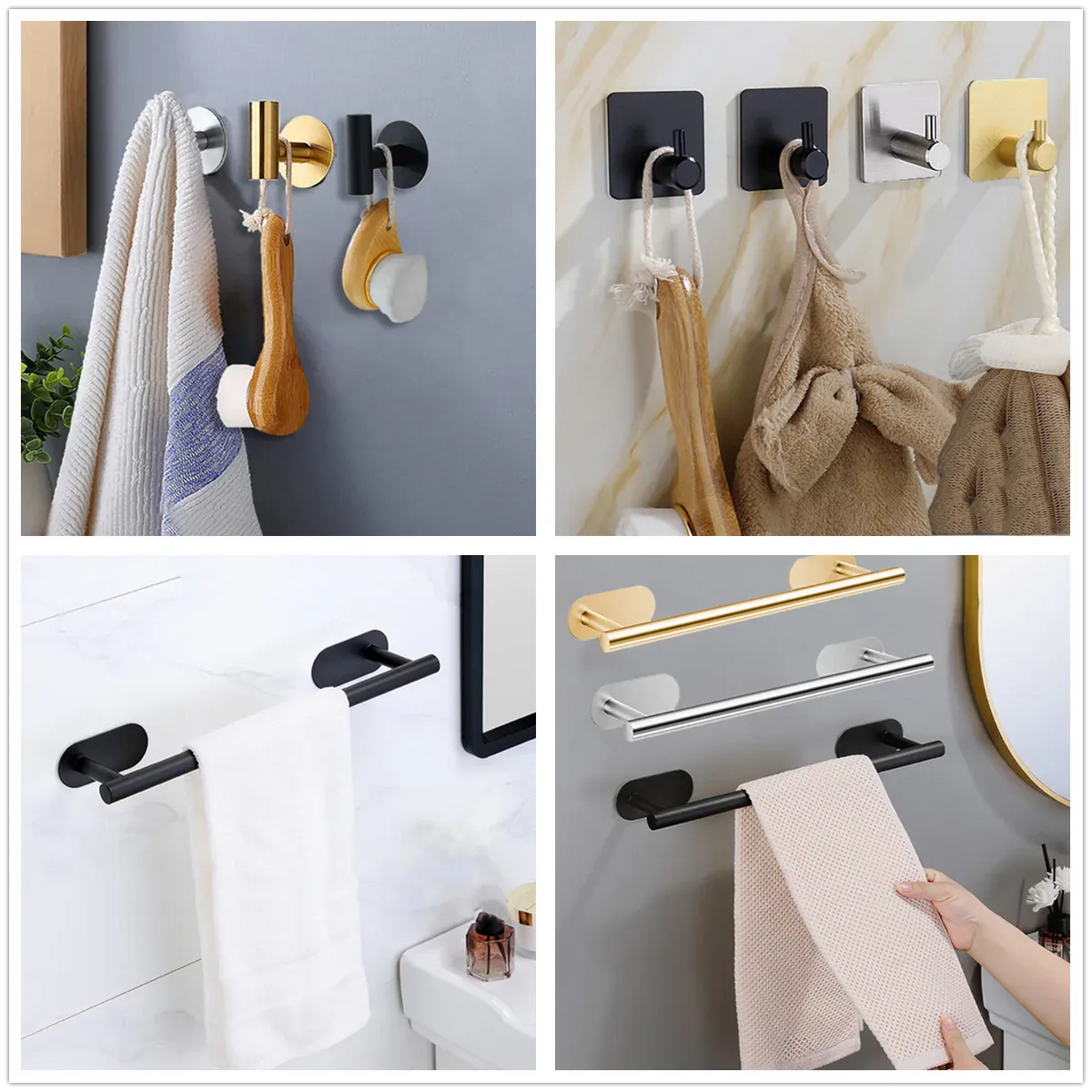 Alternate view of no-drill adhesive bathroom hardware accessory