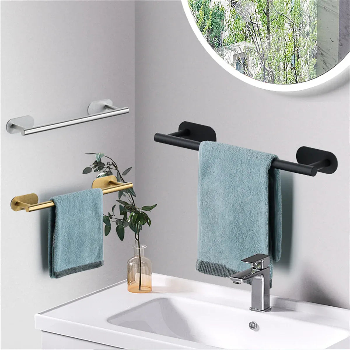 Alternate view of no-drill adhesive bathroom hardware accessory