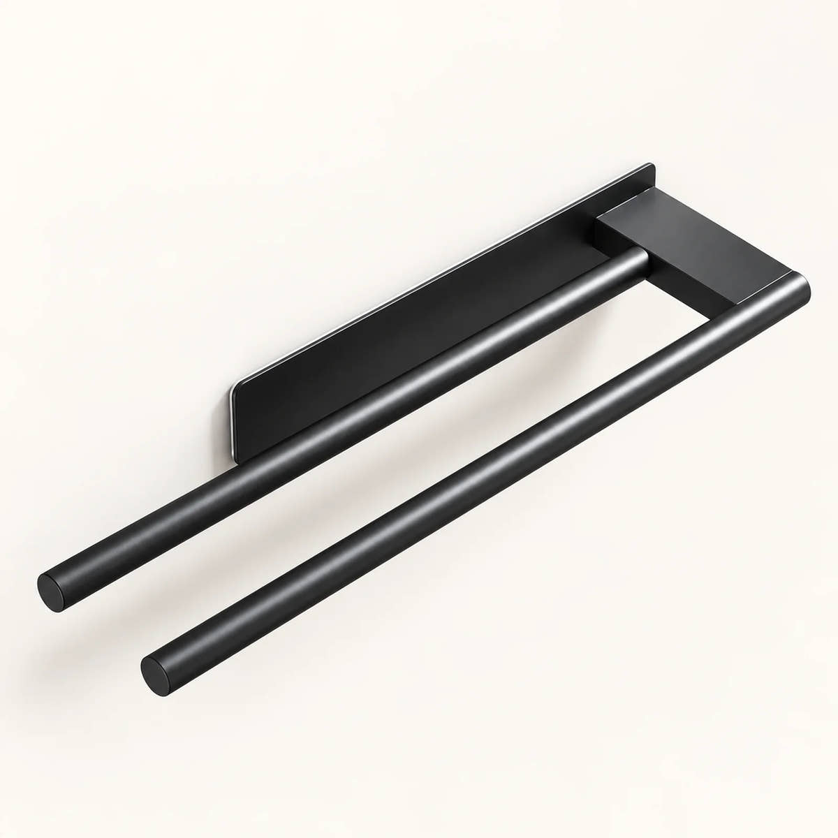 Black double-rod adhesive towel bar