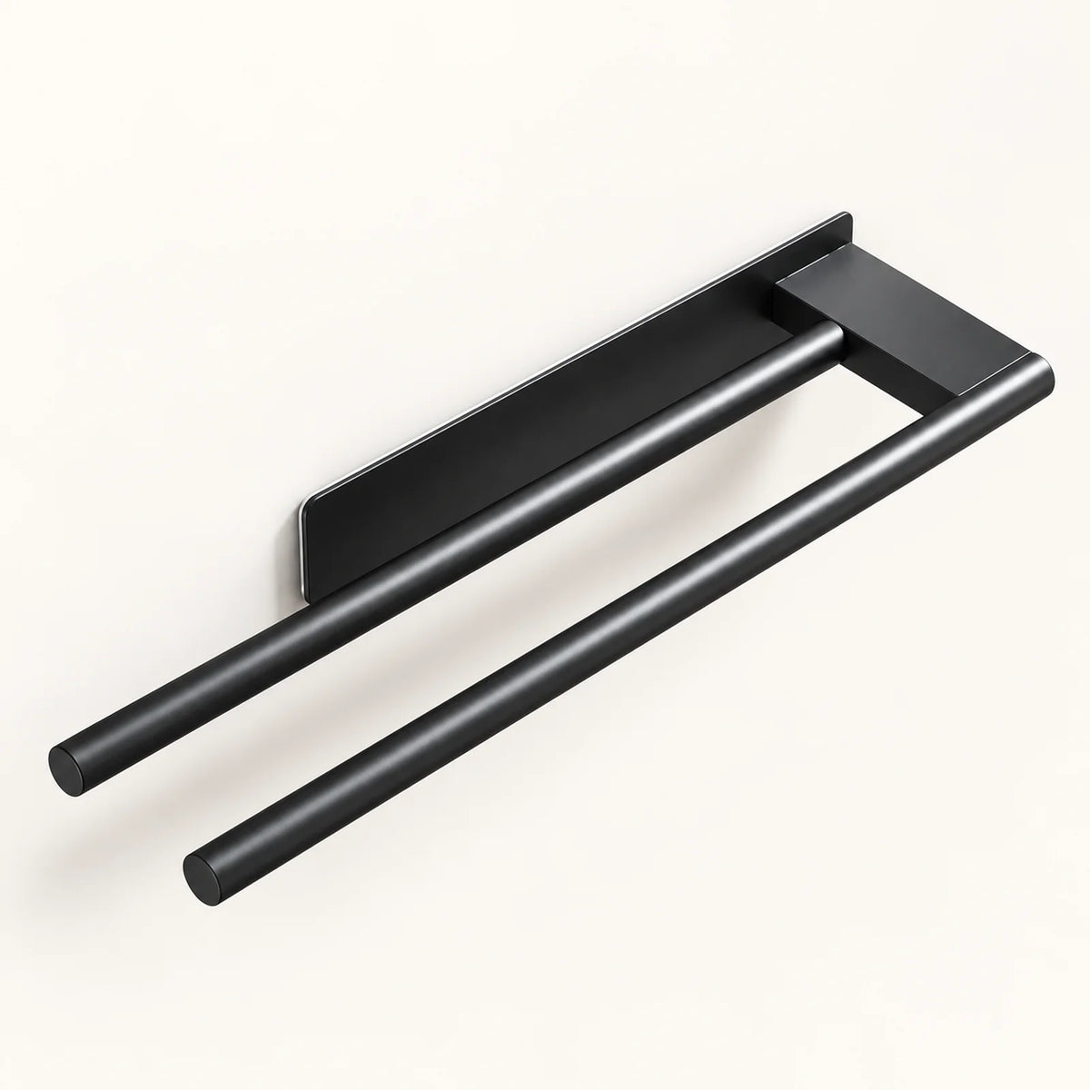 Black double-rod adhesive towel bar