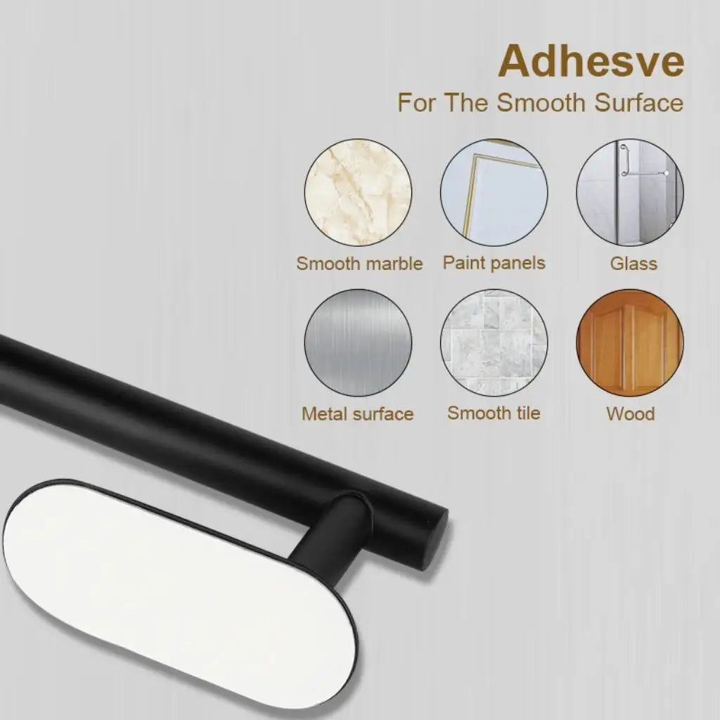 Black adhesive paper holder for smooth wall surfaces