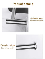 No-drill stainless steel holder for toilet paper or paper towels