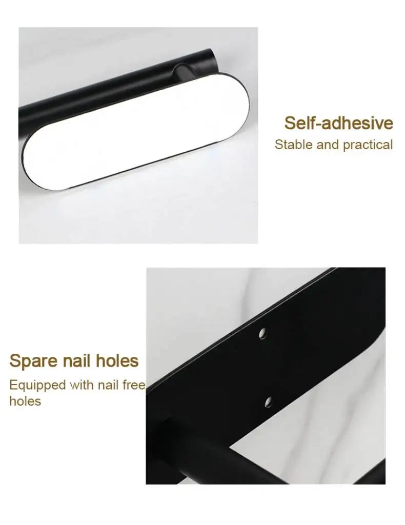 No-drill stainless steel holder for toilet paper or paper towels