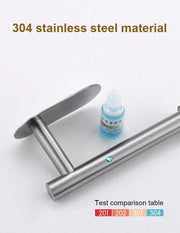 No-drill stainless steel holder for toilet paper or paper towels