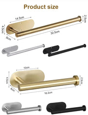 No-drill stainless steel holder for toilet paper or paper towels