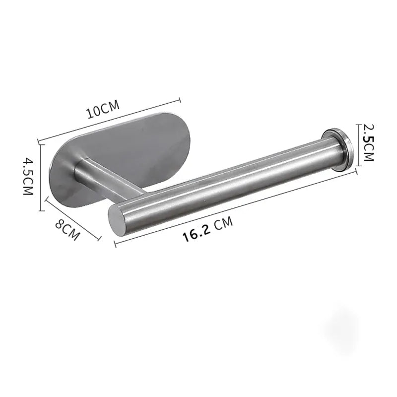 Silver no-drill stainless steel 16.2 cm toilet paper holder