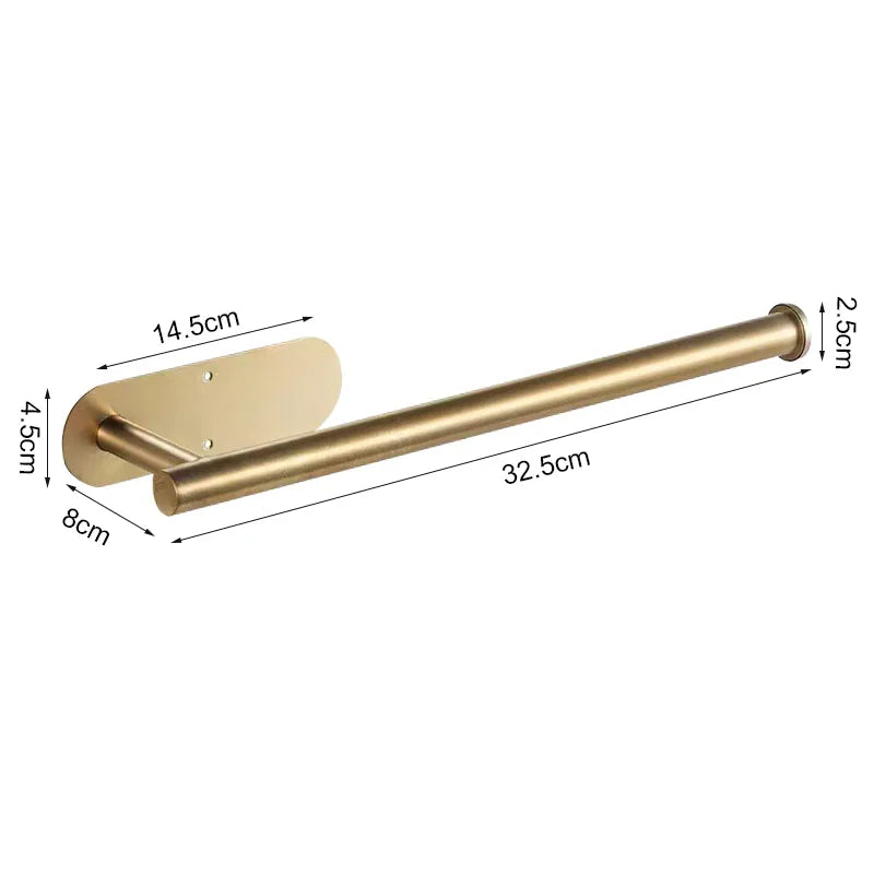 Gold no-drill stainless steel 32.5 cm paper towel holder