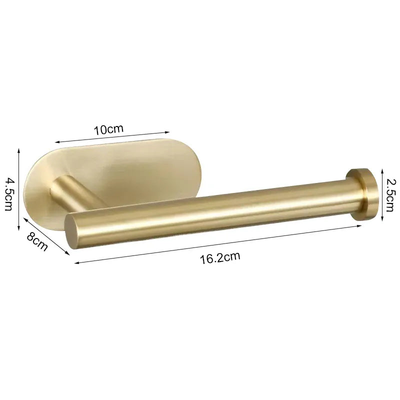 Gold no-drill stainless steel 16.2 cm toilet paper holder