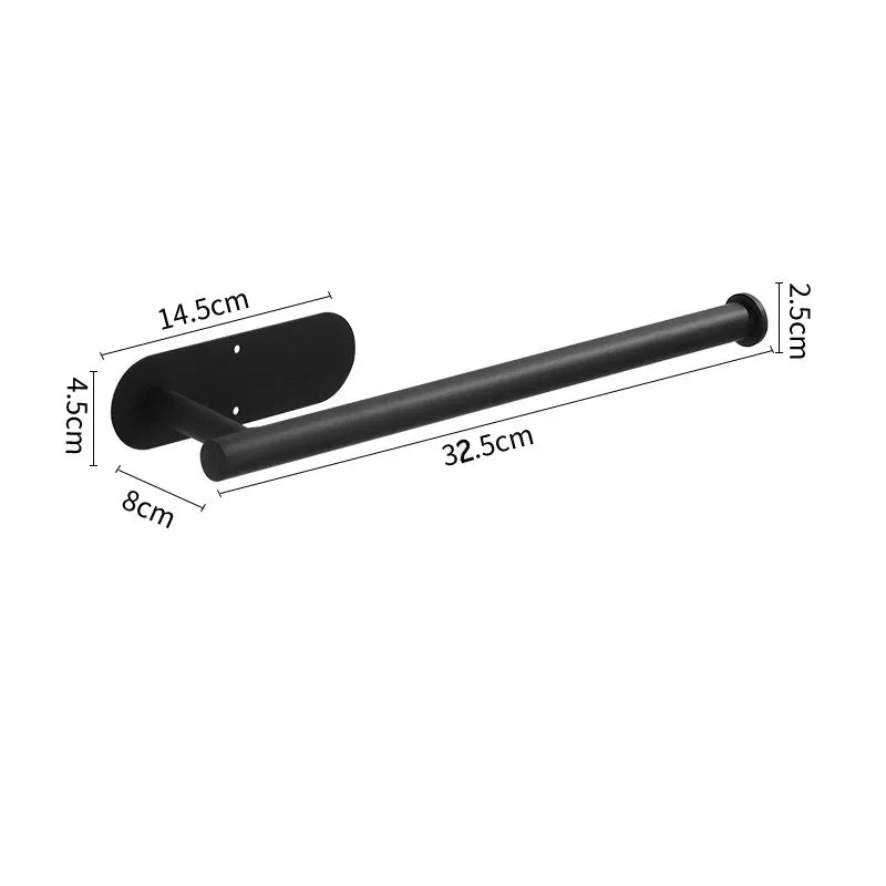 Black no-drill stainless steel 32.5 cm paper towel holder
