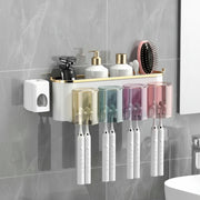 Alternate view of no-drill wall-mounted toothbrush organizer