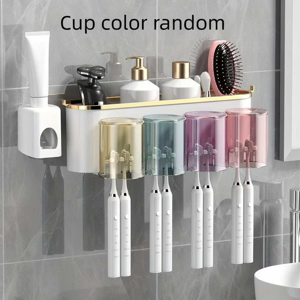 Alternate view of no-drill wall-mounted toothbrush organizer