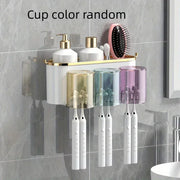 Alternate view of no-drill wall-mounted toothbrush organizer