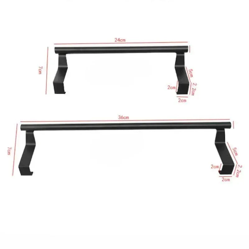Alternate view of over-cabinet steel towel bar