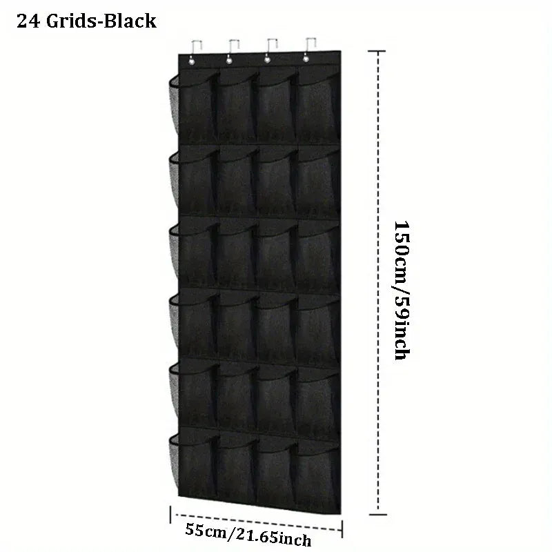 Alternate view of over-the-door shoe organizer with mesh pockets