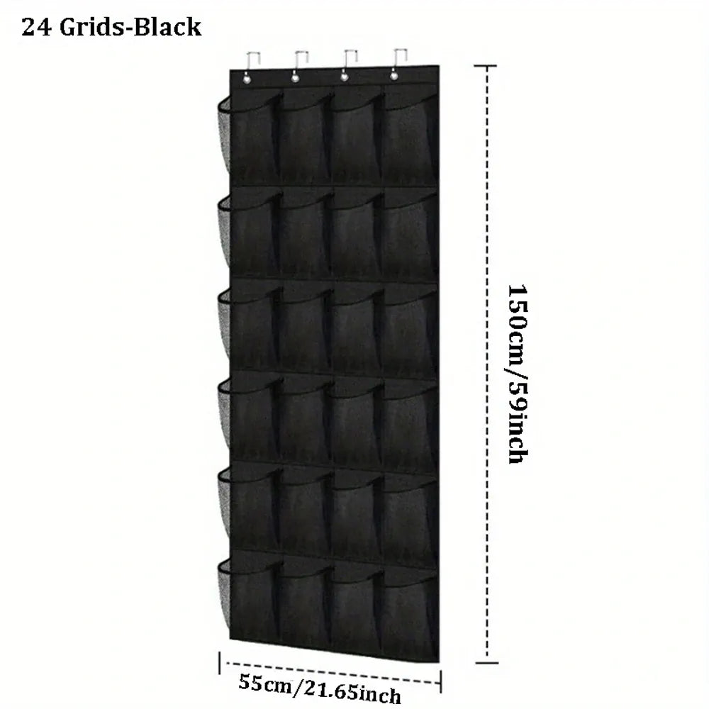 Alternate view of over-the-door shoe organizer with mesh pockets