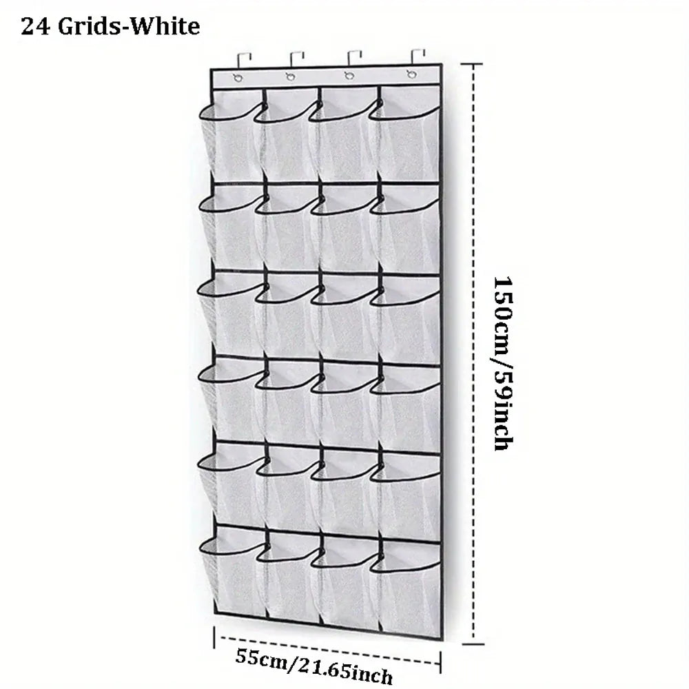 Alternate view of over-the-door shoe organizer with mesh pockets