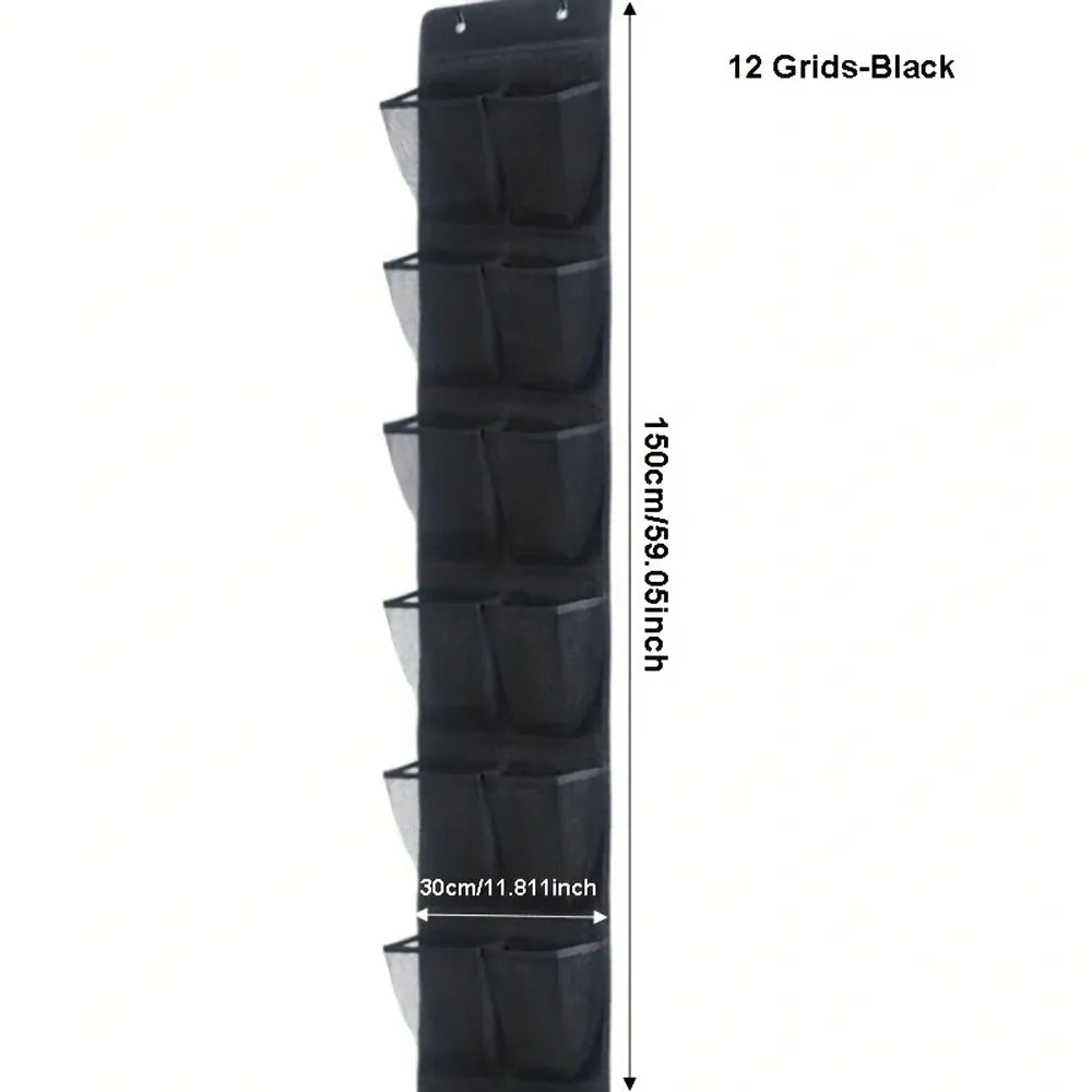 Alternate view of over-the-door shoe organizer with mesh pockets