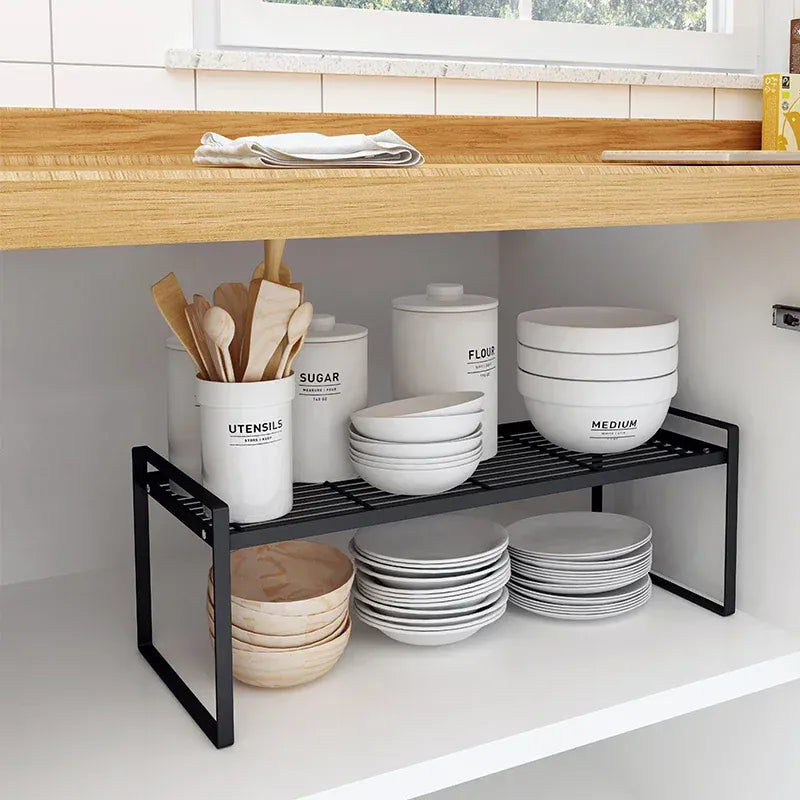 Essentials House Steel Kitchen Dishes Bowl Storage Rack Kitchenware Utensils Drainer Shelf Cabinet Over Sink Cutlery Drying