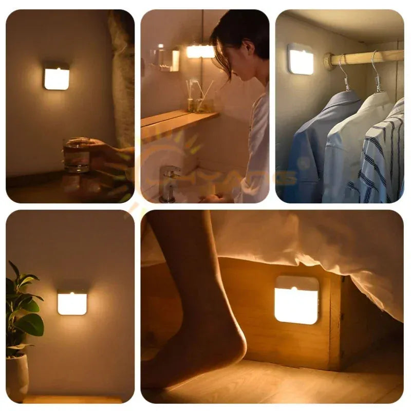 Essentials House Motion Sensor Light USB Night Light LED Lamp With Switch Rechargeable Inductor Lights For Kitchen Stairs