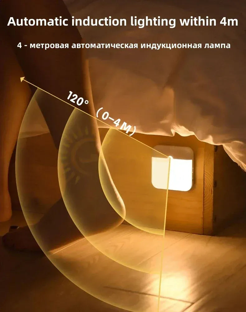 Essentials House Motion Sensor Light USB Night Light LED Lamp With Switch Rechargeable Inductor Lights For Kitchen Stairs