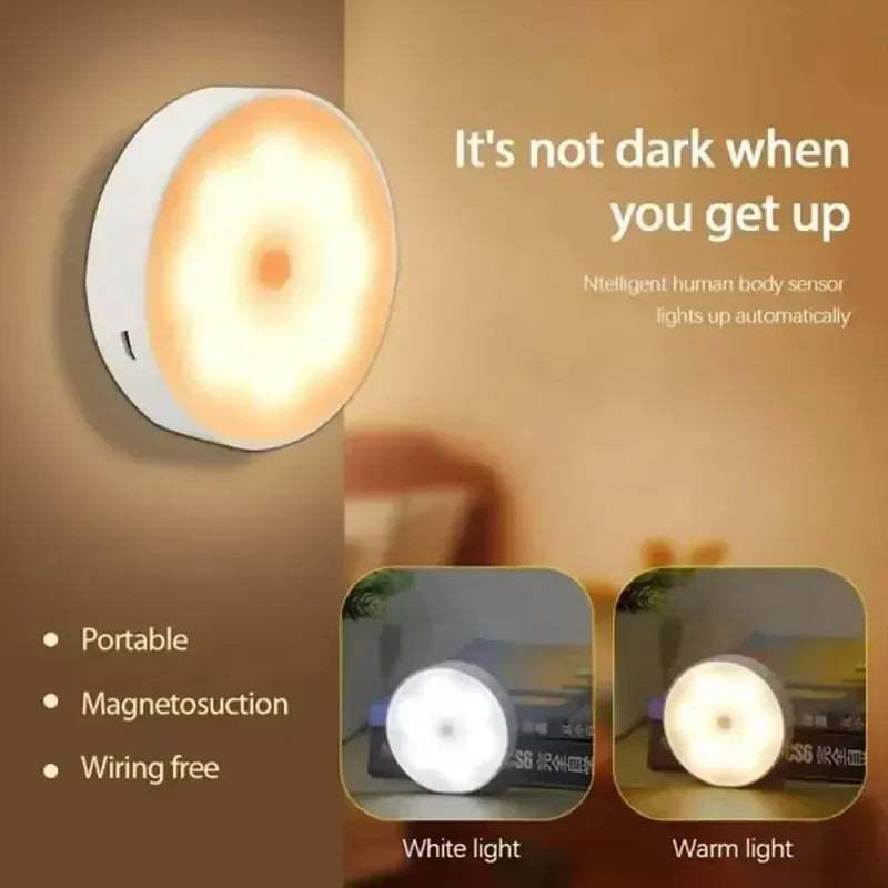Essentials House Motion Sensor Step Light, USB Rechargeable Wireless LED Floor Lamp for Indoor Stairs Hallway Wardrobe Auto