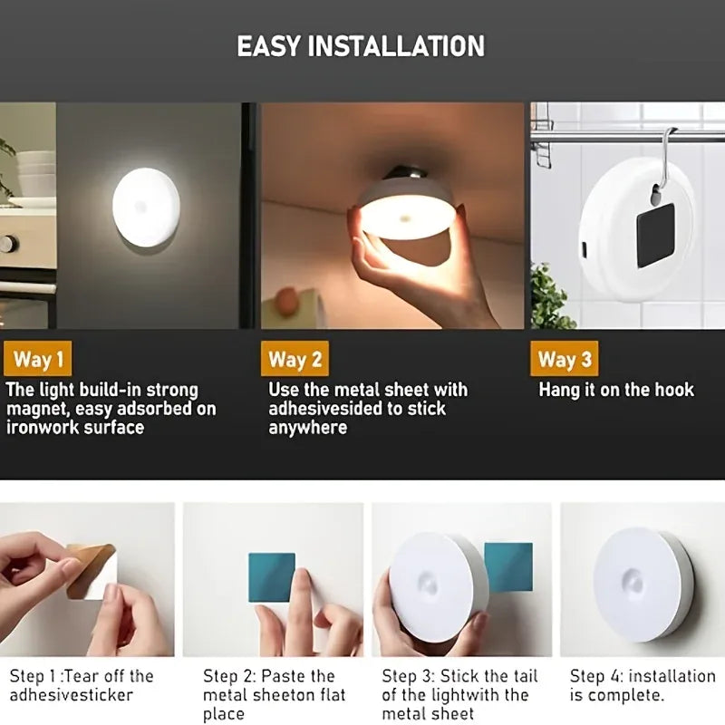 Essentials House Motion Sensor Step Light, USB Rechargeable Wireless LED Floor Lamp for Indoor Stairs Hallway Wardrobe Auto