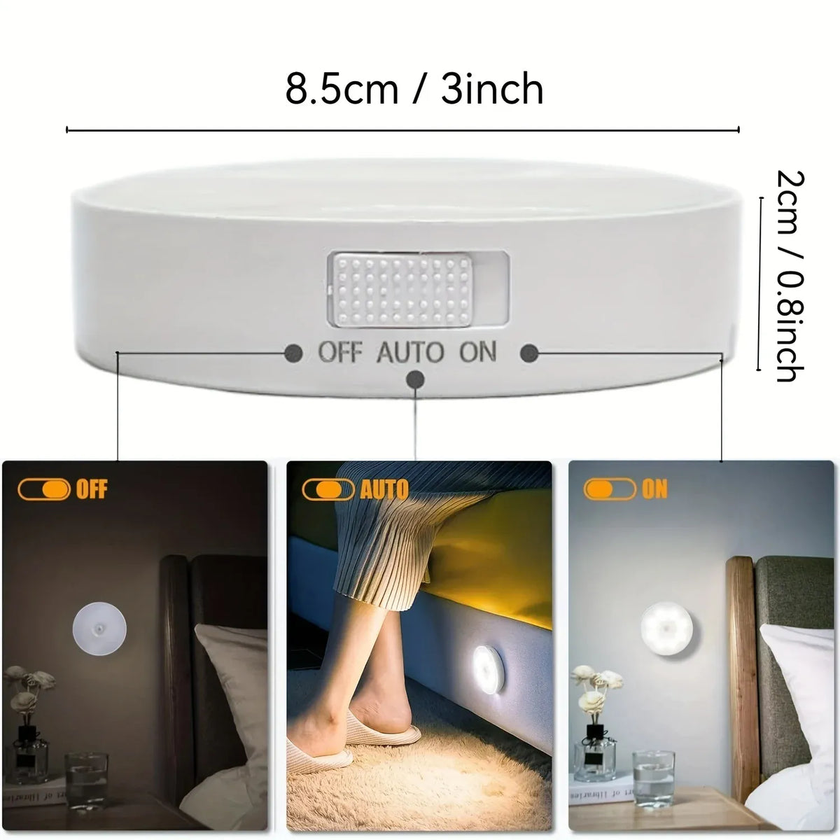 Essentials House Motion Sensor Step Light, USB Rechargeable Wireless LED Floor Lamp for Indoor Stairs Hallway Wardrobe Auto