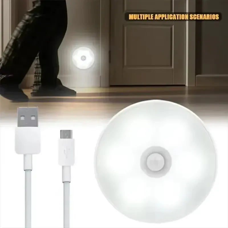 Essentials House Motion Sensor Step Light, USB Rechargeable Wireless LED Floor Lamp for Indoor Stairs Hallway Wardrobe Auto