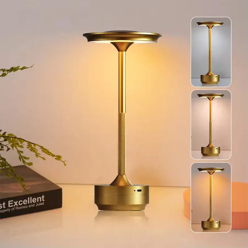 Essentials House Golden USB rechargeable touch switch nightlight, several decorative lights beside the living room sofa