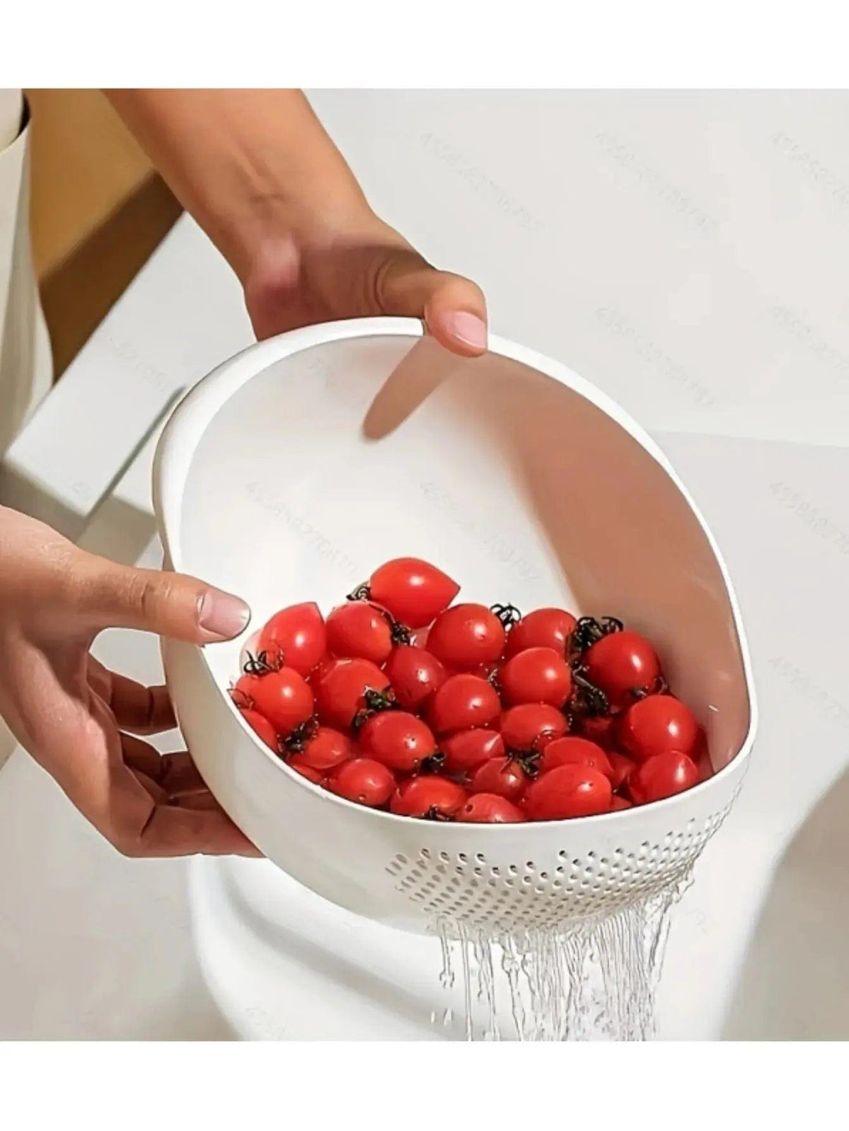 Essentials House white rice drainage basket, plastic kitchen strainer for rice and produce