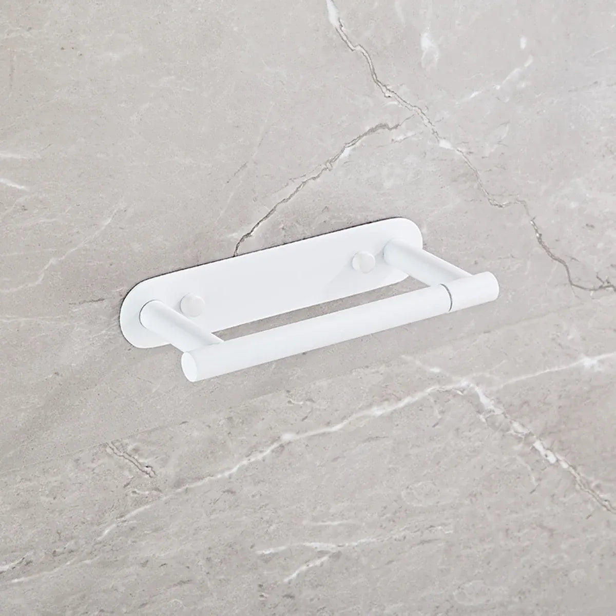 White rotating stainless steel toilet paper holder