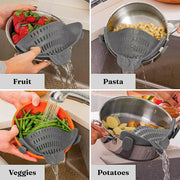 Essentials House Silicone Kitchen Strainer Clip On Pots and Pans Drain Rack Pasta Noodle Vegetable Fruit Strainer Colander